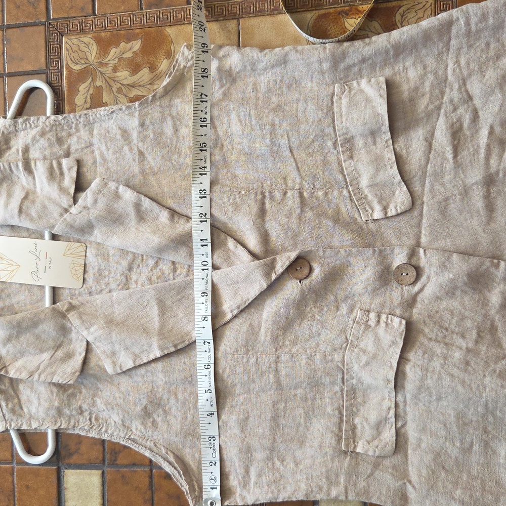 Tan Linen Vest - Picture 3 of 5
